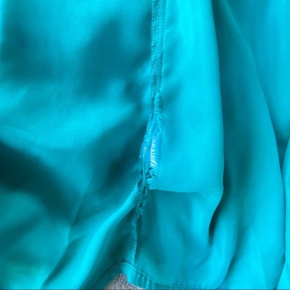 Guess Los Angeles  long aqua and white spaghetti strap elastic waist dress sz L - Picture 2 of 13